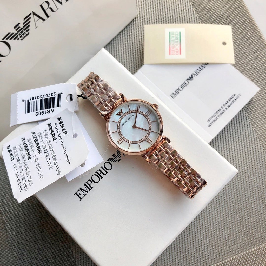 Armani Rose Gold White Dial Watch — hero