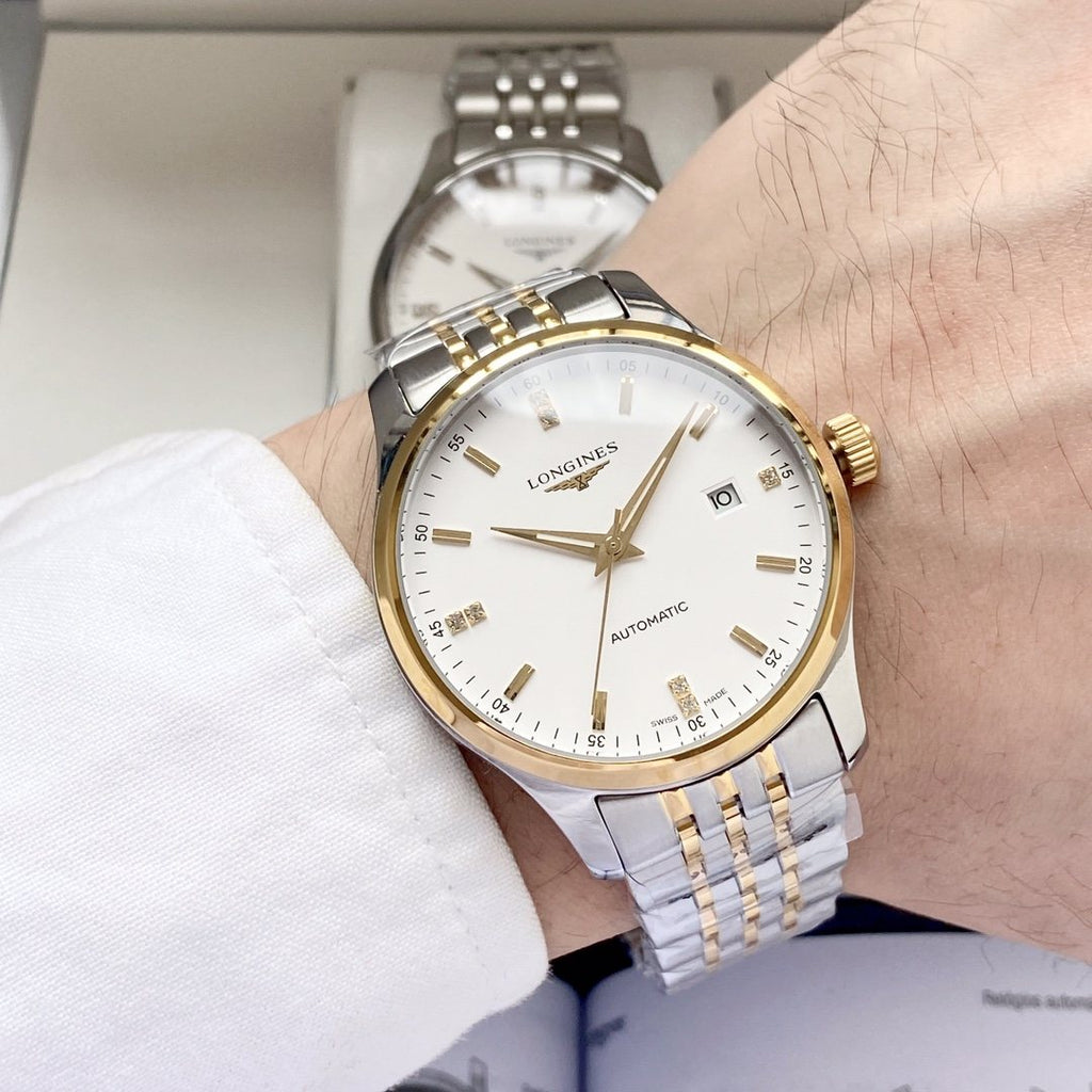 Longines Two Tone Silver White Dial Bracelet Watch — model
