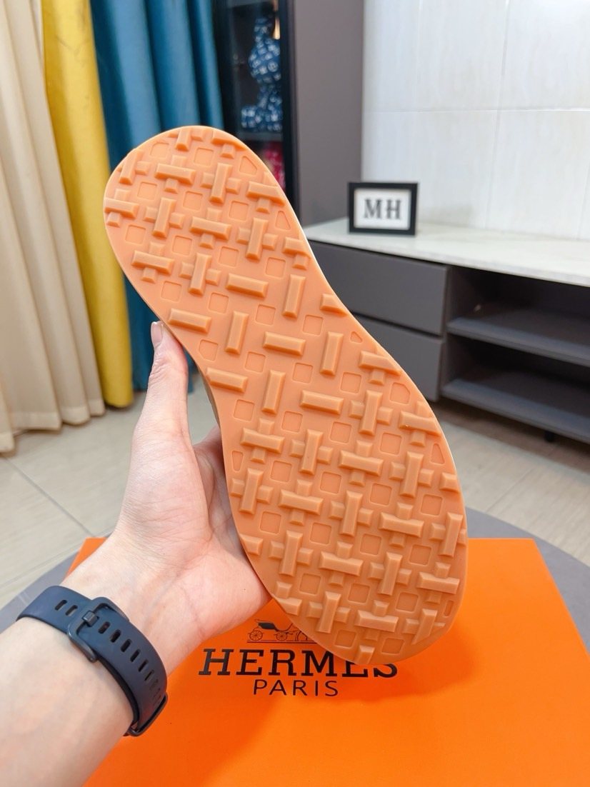 Hermès Tan H-Overlay Sneakers — side