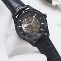 PATEK PHILIPPE Black Dial Leather Strap Watch — hero