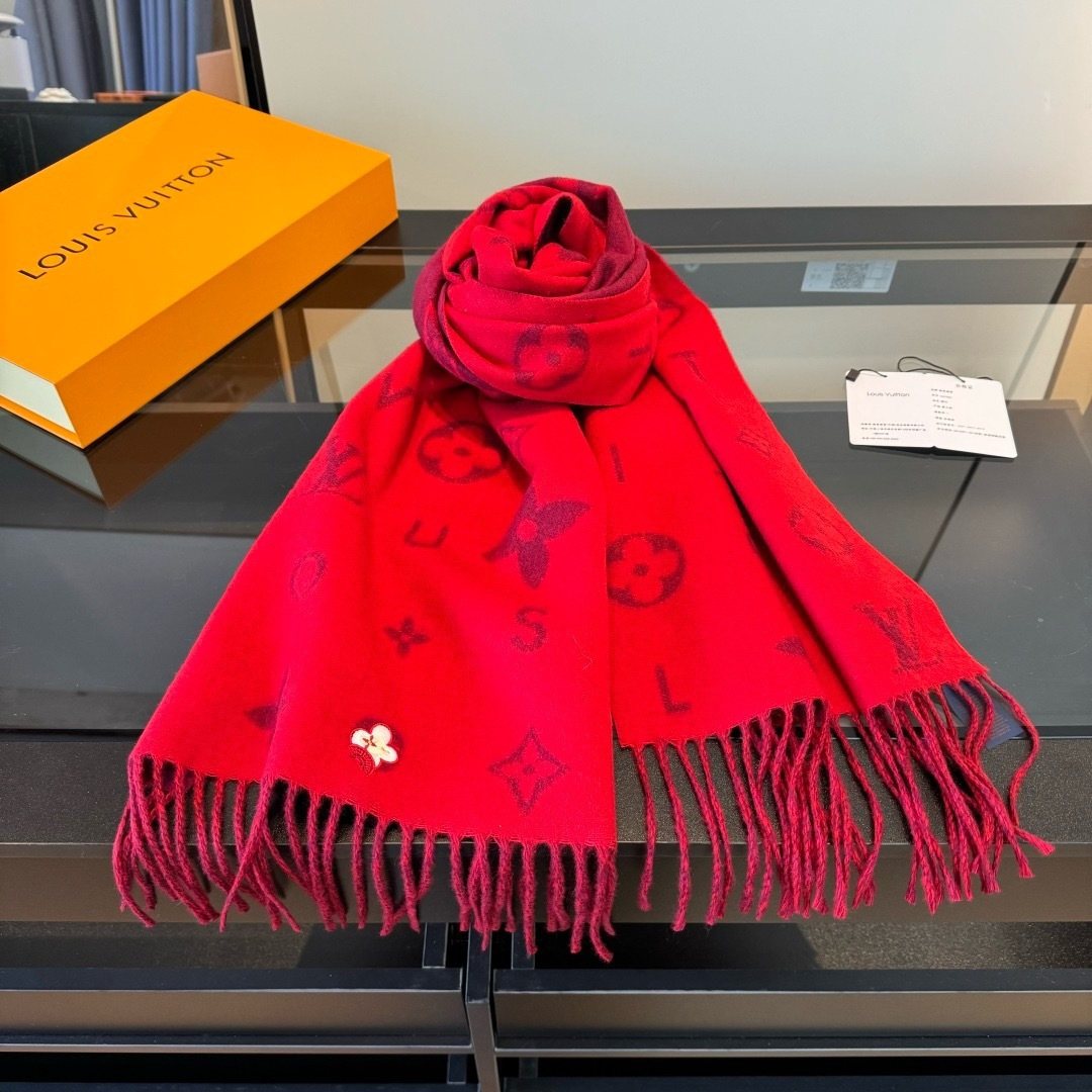 Louis Vuitton Reykjavik 2.0 Red Monogram Scarf — side