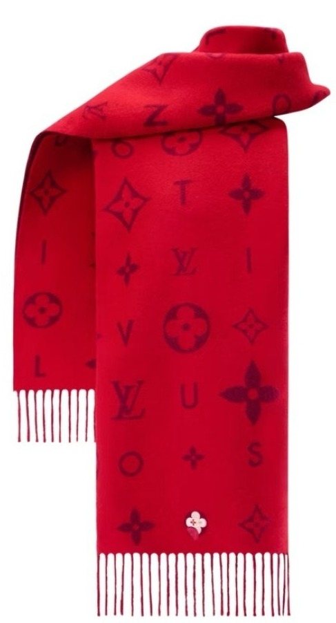 Louis Vuitton Red Burgundy Patterned Scarf — hero