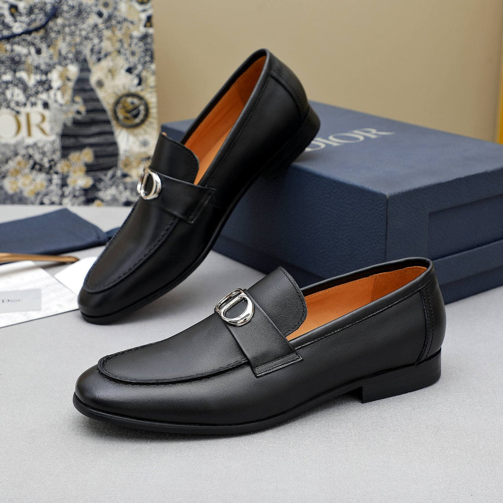 Dior Black Buckle Loafers — side
