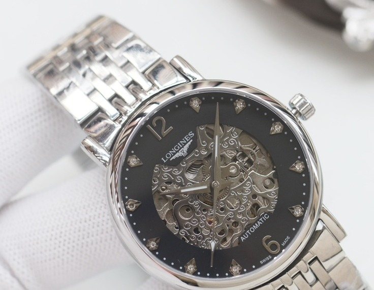 LONGINES Silver Black Dial Bracelet Watch — hero