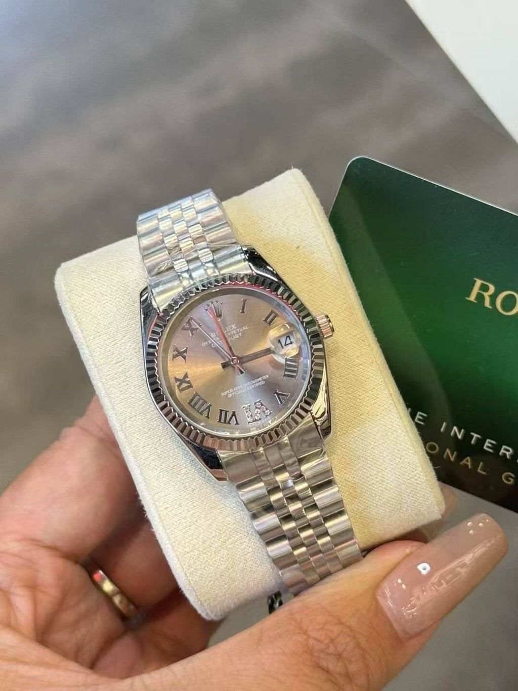 Rolex Pearlescent Gray Dial Watch — model