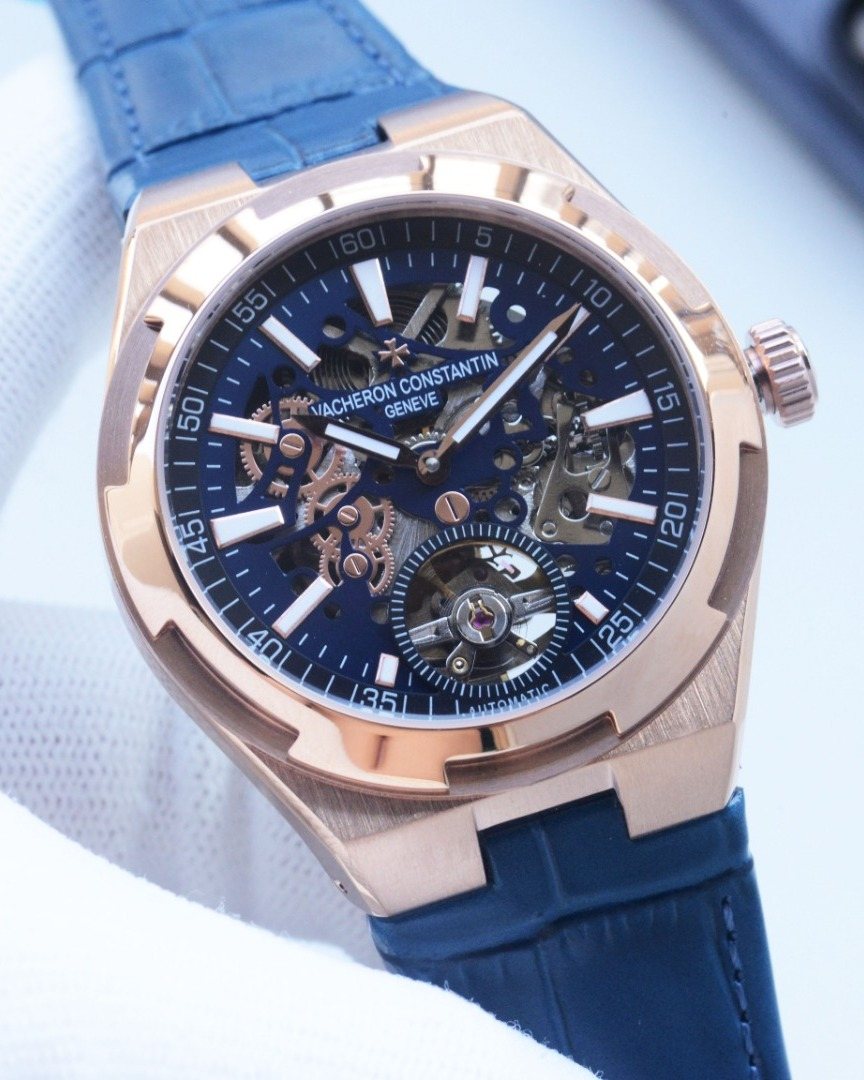 VACHERON CONSTANTIN Rose Gold Blue Dial Strap Watch — hero