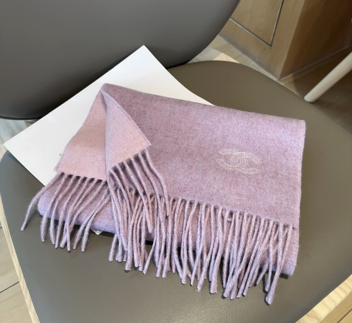 Chanel Two-Tone Fringed Scarf — hero