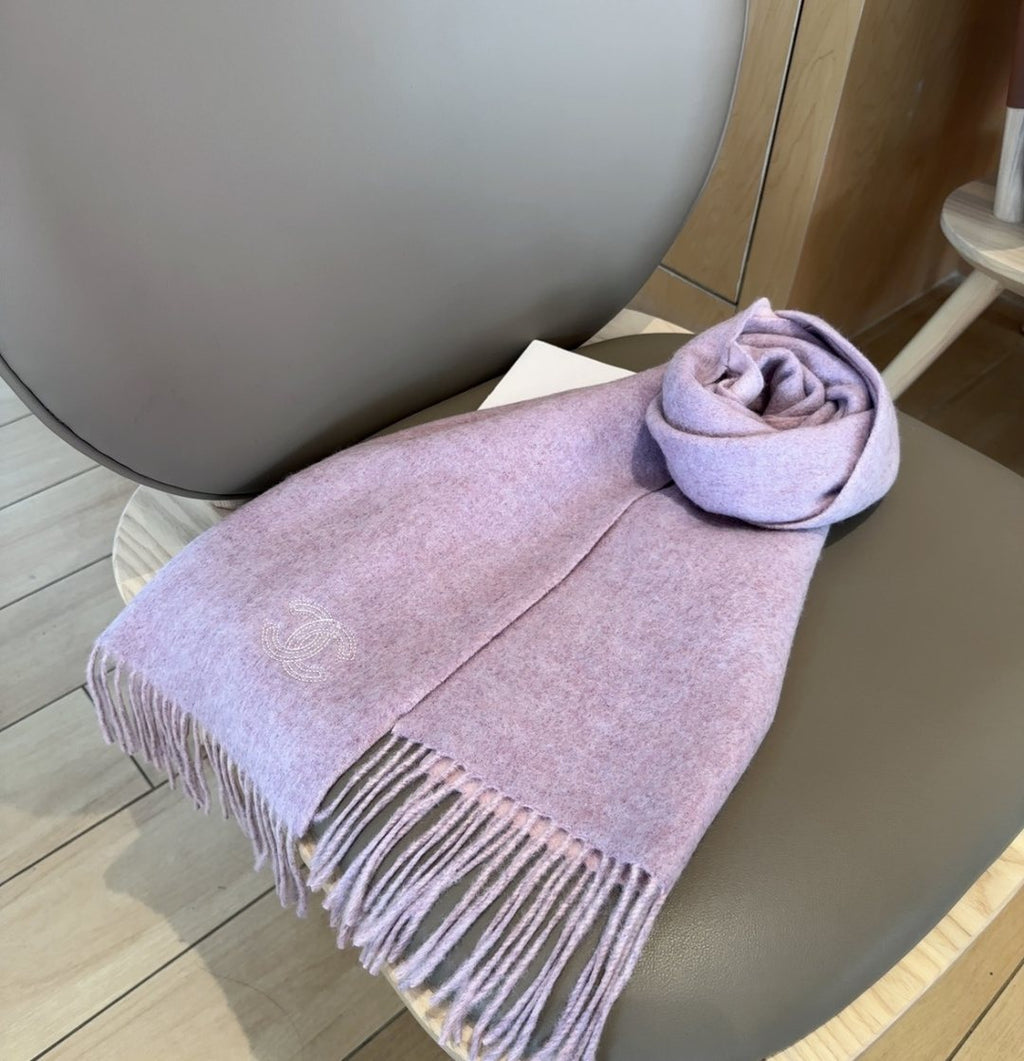 Chanel Fringed Logo Scarf — side