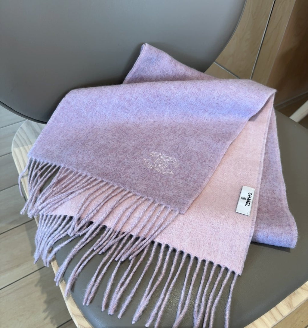 Chanel Two-Tone Fringed Scarf — front