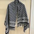 Dior Black & Ivory Fringed Shawl — hero