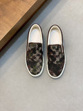 Gucci Dark Brown Patterned Slip-On Sneakers — hero