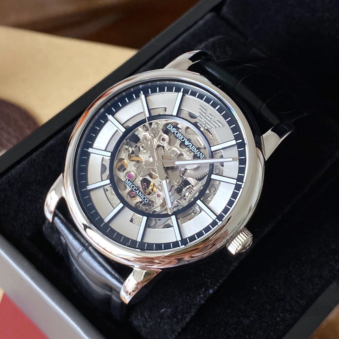 EMPORIO ARMANI Silver-Tone Skeleton Dial Watch — hero