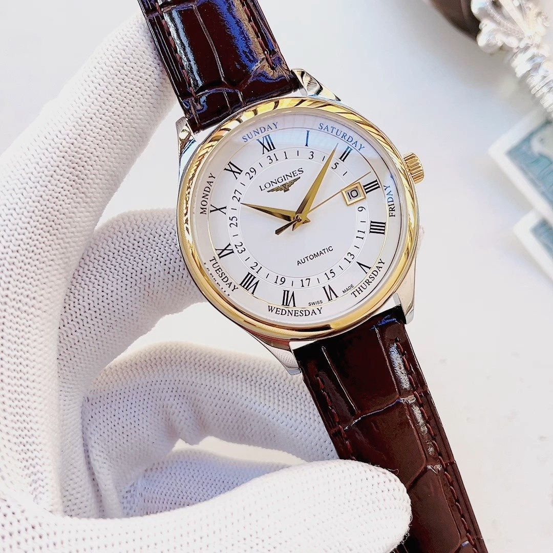 Patek Philippe White Dial Brown Strap Watch — hero