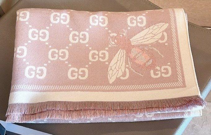 Fringed Geometric Motif Scarf — front