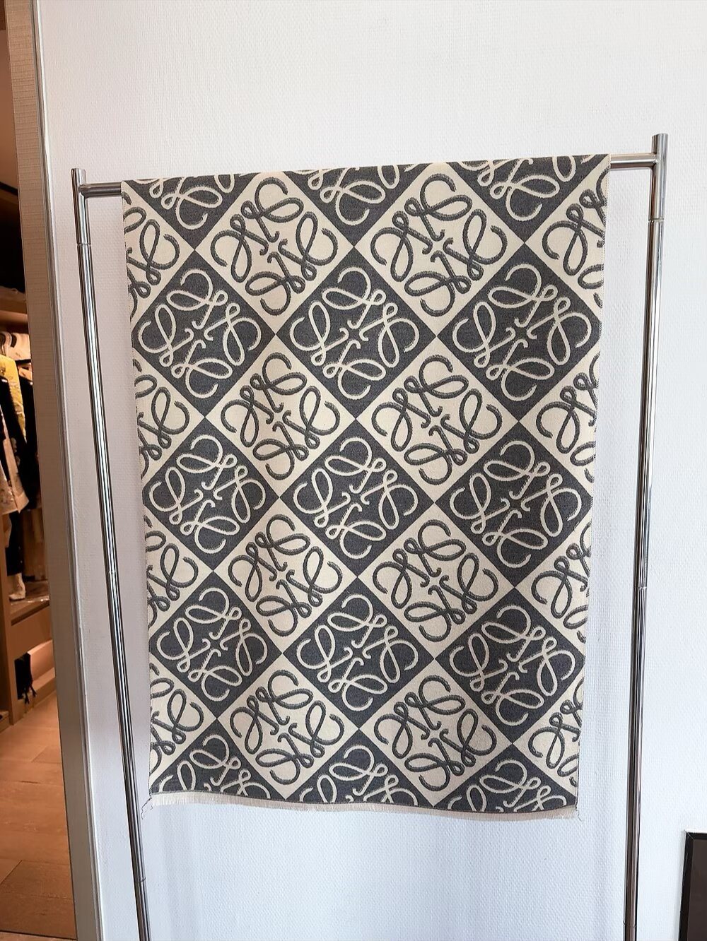 Loewe Taupe Graphic Motif Scarf — front