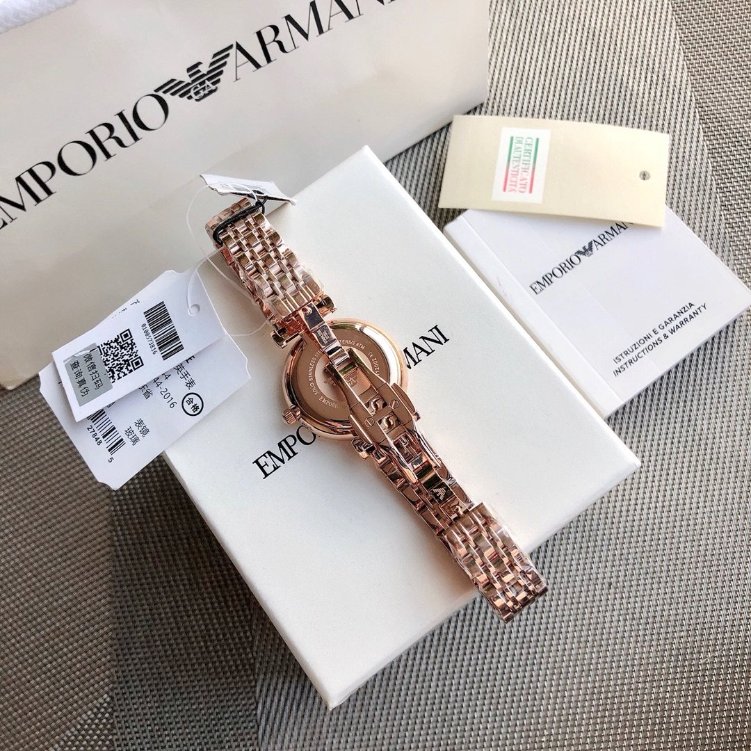 EMPORIO ARMANI Rose Gold Crystal Dial Watch — detail