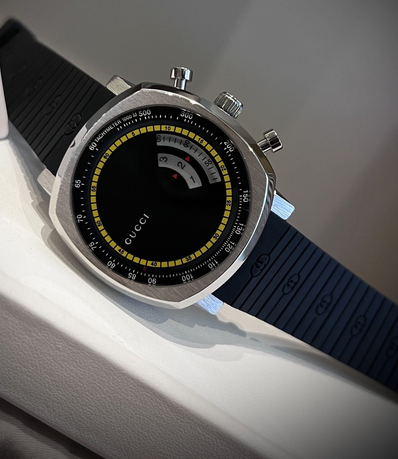 Gucci Yellow-Accent Dial Watch — hero