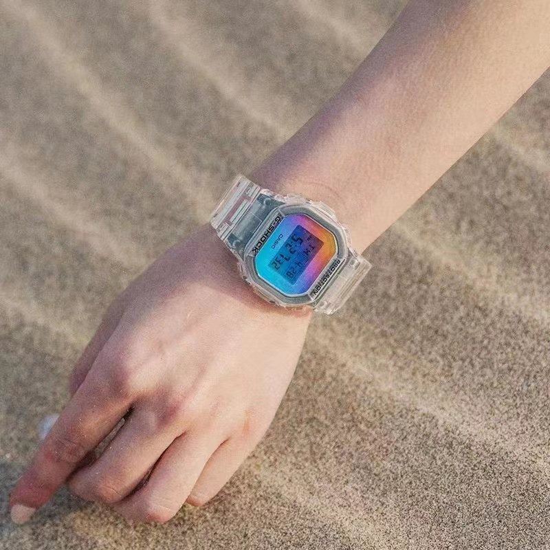 CASIO Clear Iridescent Digital Watch — model