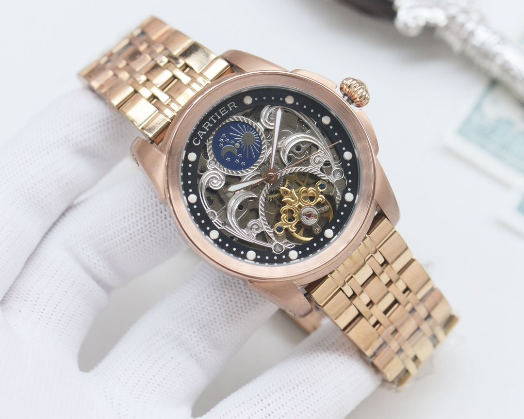 Cartier Rose Gold Black Bracelet Watch — hero