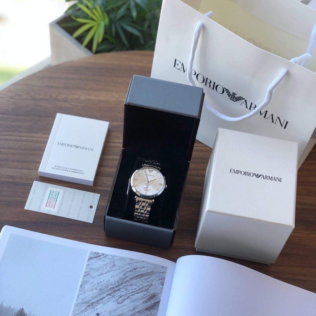 EMPORIO ARMANI White Dial Bracelet Watch — front