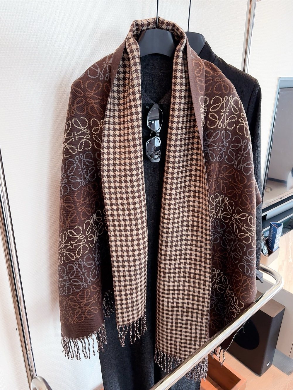 Reversible Fringed Patterned Scarf — hero