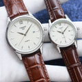 Tissot Brown Silver White Dial Strap Couple Watch Set — hero