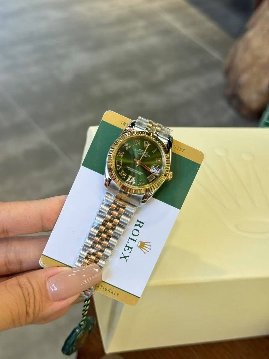 Rolex Green Dial Two-Tone Watch — front