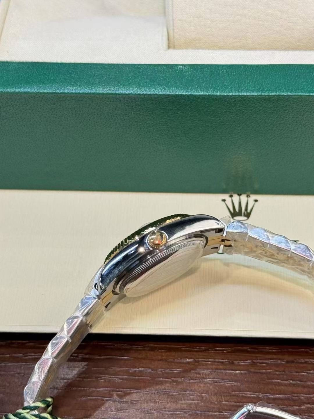 Rolex Green Dial Two-Tone Watch — side
