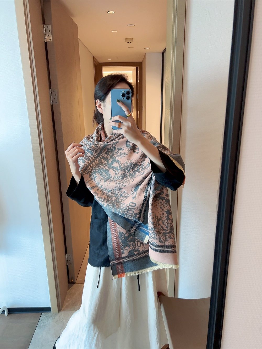 Dior Toile Pattern Fringe Scarf — hero