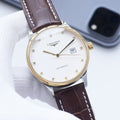 Longines Gold Brown Leather Strap Watch — hero
