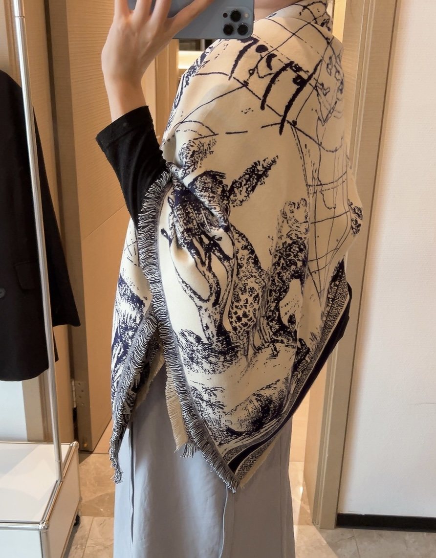 Dior Scenic Print Shawl — model