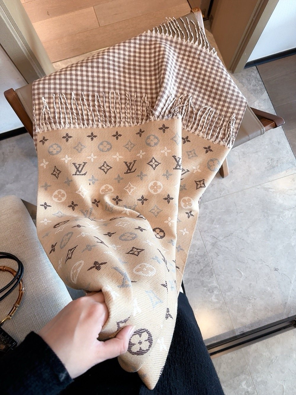 Louis Vuitton Reversible Monogram Scarf — side