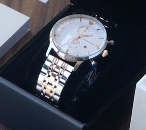 EMPORIO ARMANI White Dial Two-Tone Watch — front
