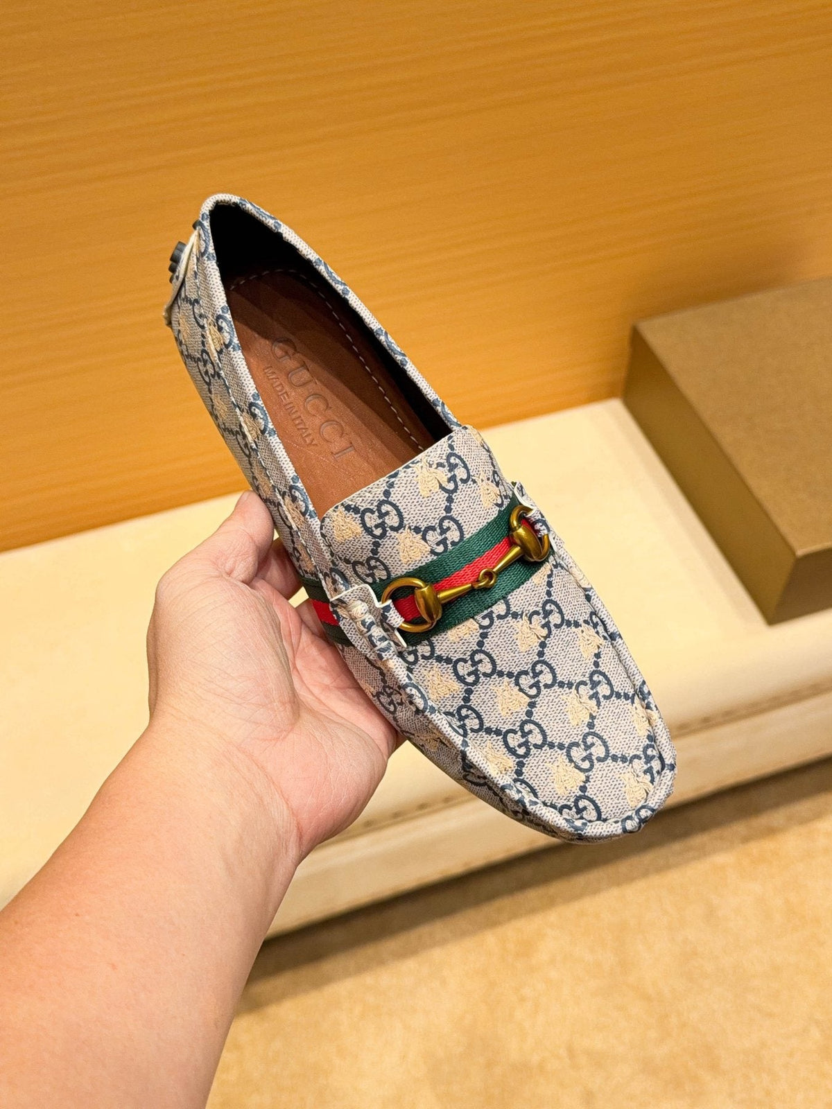 Gucci Patterned Web Driving Loafers — front