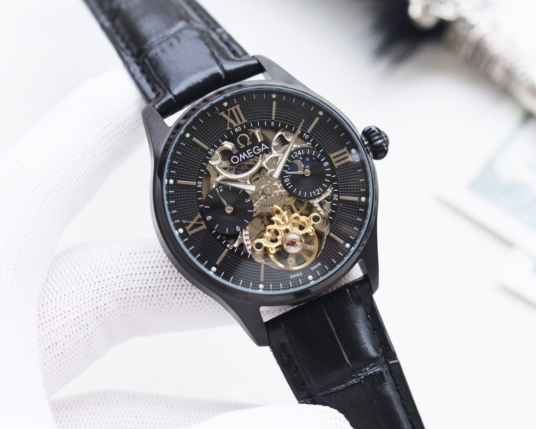 OMEGA Black Dial Strap Watch — hero