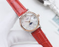 Longines Silver Red White Dial Strap Watch — hero