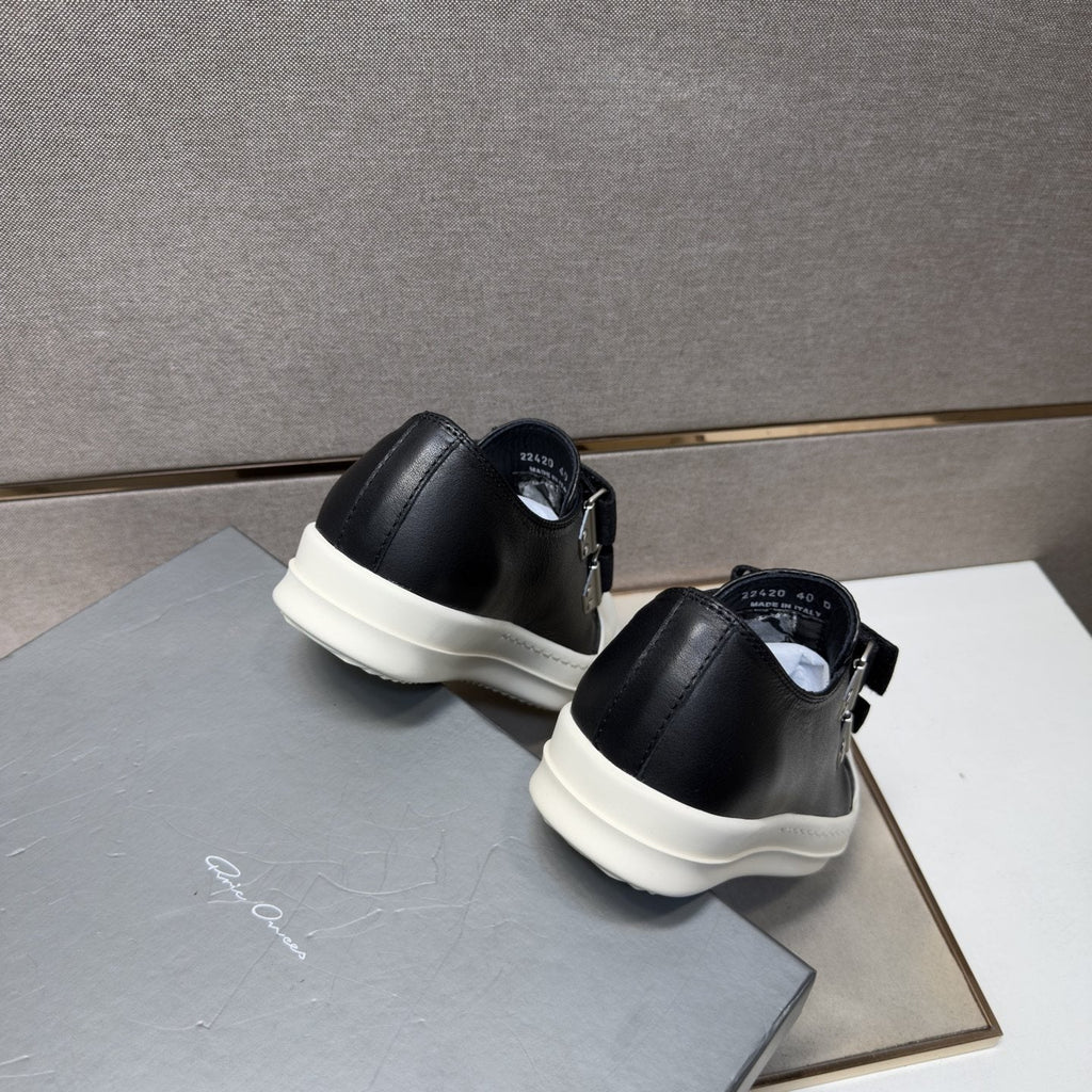 Rick Owens Black Strap Low-Top Sneakers — back