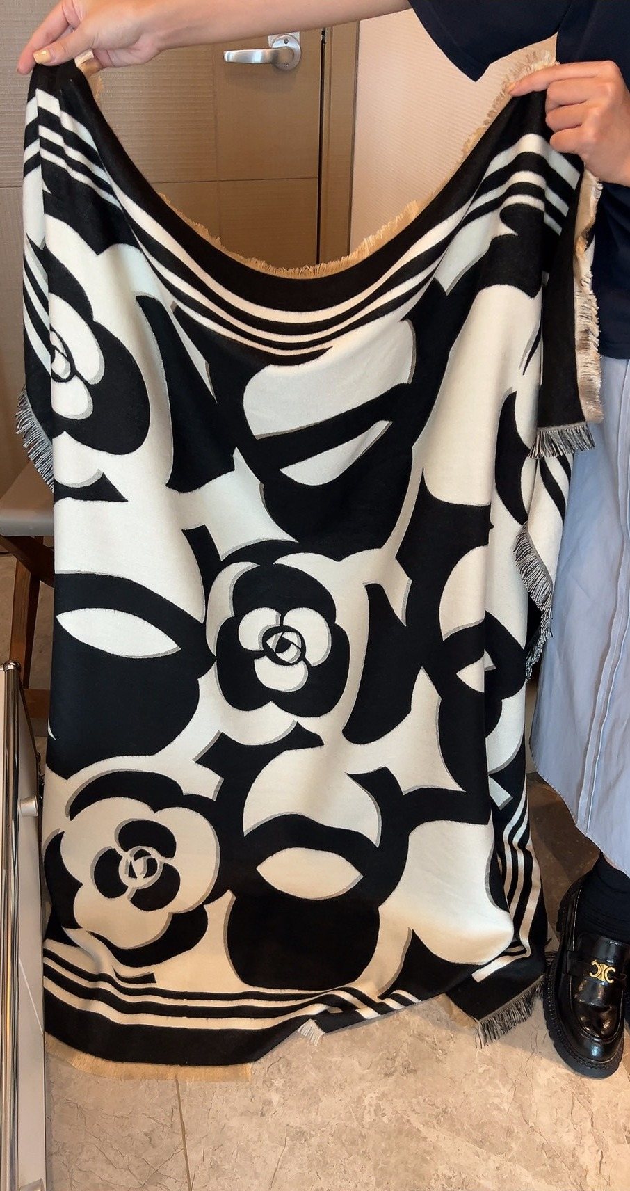 Chanel Floral Square Scarf — model