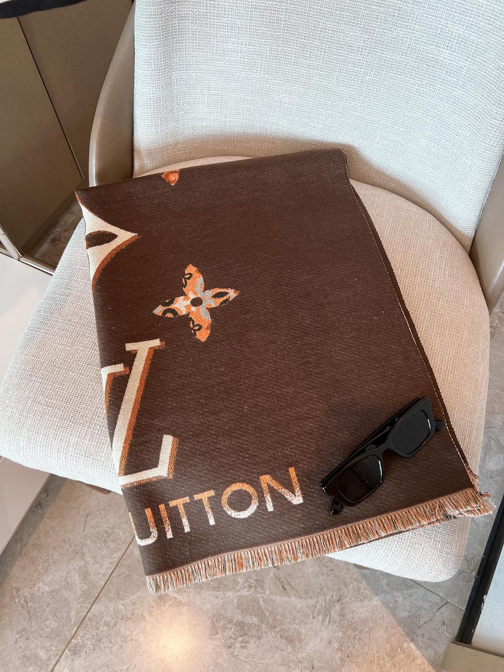 Louis Vuitton Monogram Fringed Shawl — detail