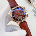 Cartier Burgundy Dial Brown Leather Strap Watch — hero