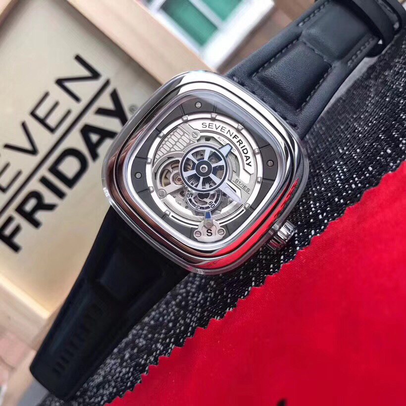 SEVENFRIDAY Silver Skeleton Dial Watch — front