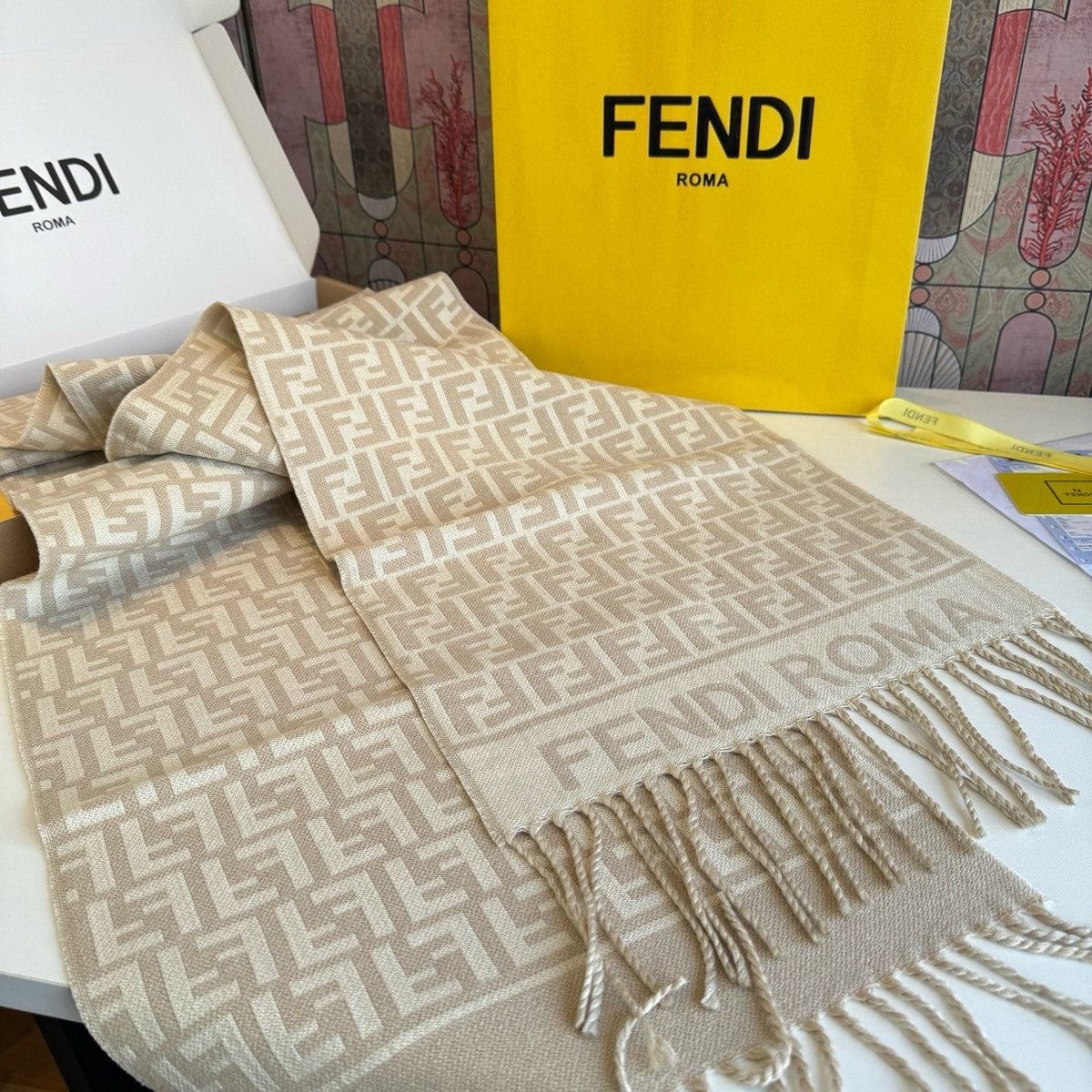 FENDI FF Fringed Scarf — front