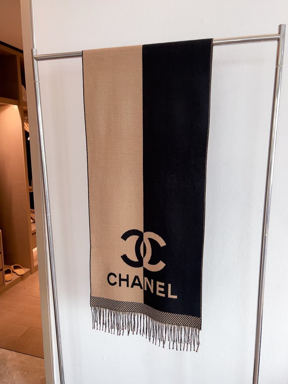 Chanel Color-Block Fringed Scarf — hero