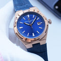 VACHERON CONSTANTIN Rose Gold Blue Dial Leather Strap Watch — hero
