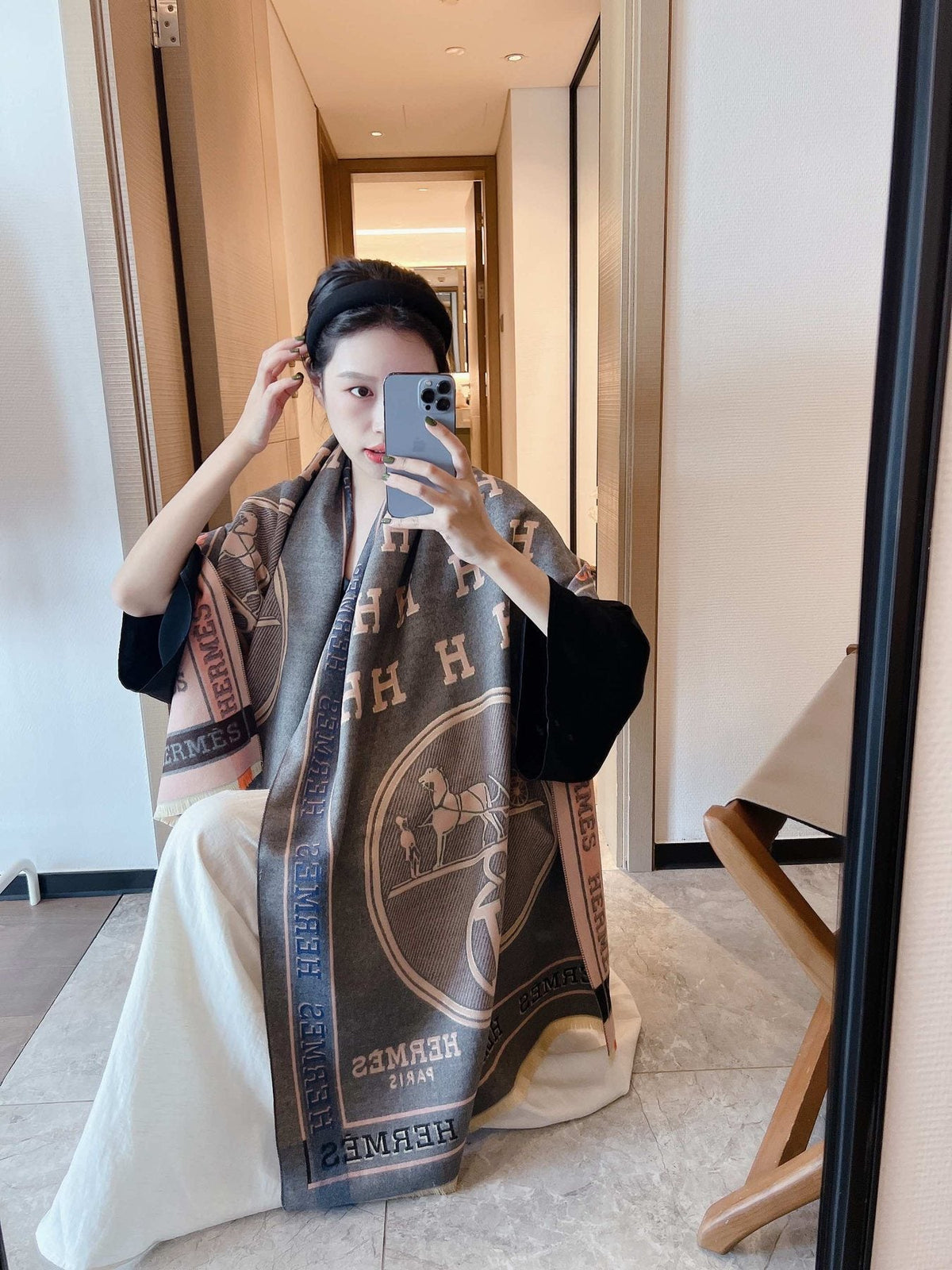 Hermès Equestrian Motif Scarf — model