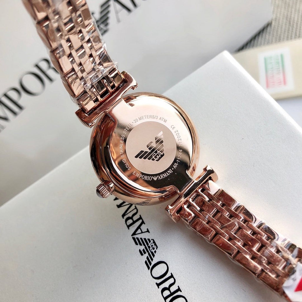 EMPORIO ARMANI Rose Gold Link Watch — back