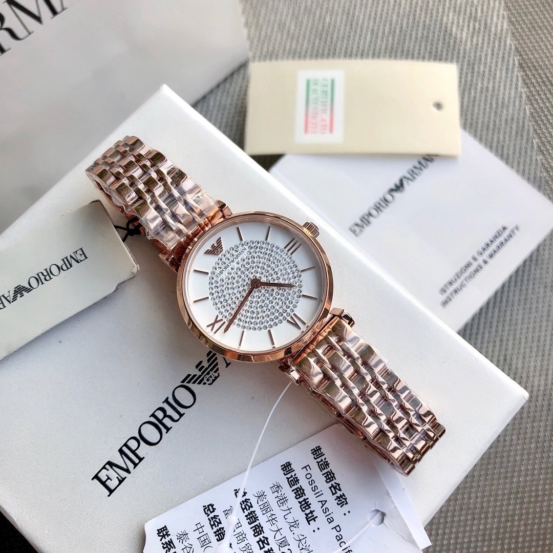 EMPORIO ARMANI Rose Gold Link Watch — hero