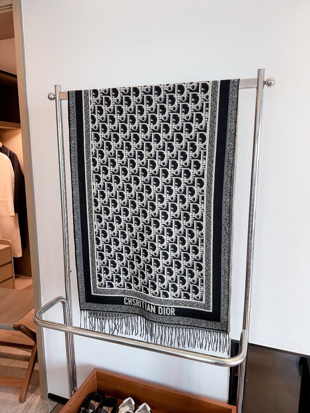 Dior Patterned Fringe Scarf — hero