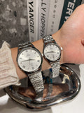 Omega Silver White Dial Bracelet Couple Watch Set — hero