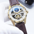Longines Gold Silver Leather Strap Watch — hero
